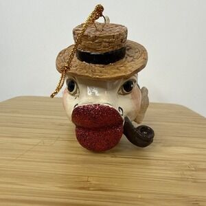 Katherines Collection Ornament Kissing‎ Fish Straw Hat Lips Pipe Red Glitter